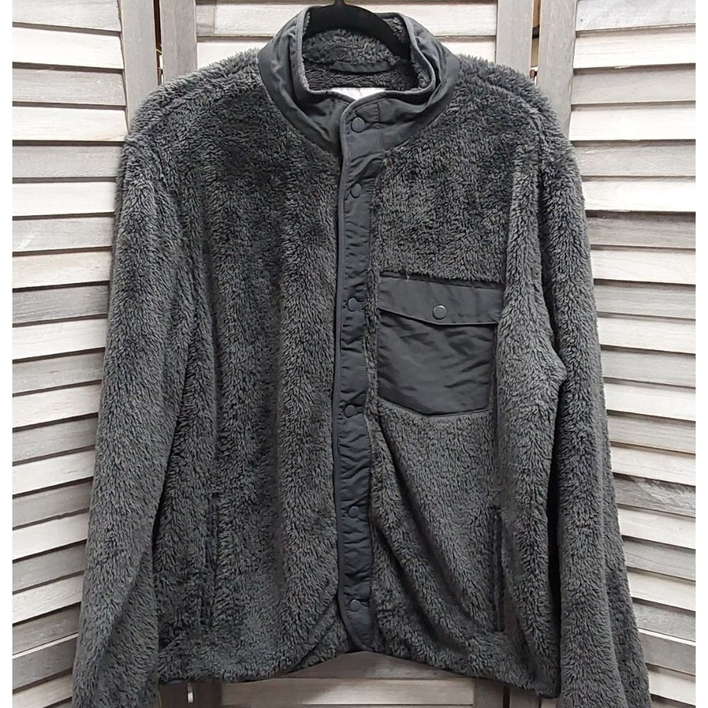 Men's Solid Railroad Faux Fur Sherpa Jacket | Goodfellow & Co | Large